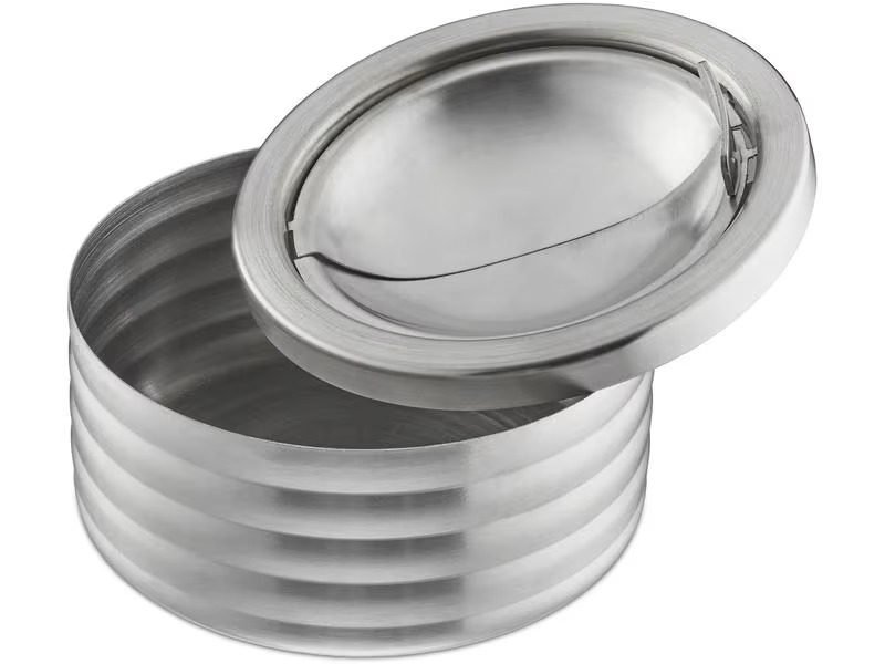 relaxdays Aschenbecher mit Deckel Silber