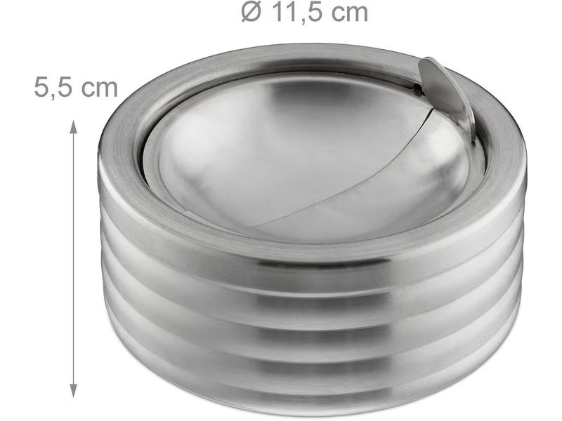 relaxdays Aschenbecher mit Deckel Silber