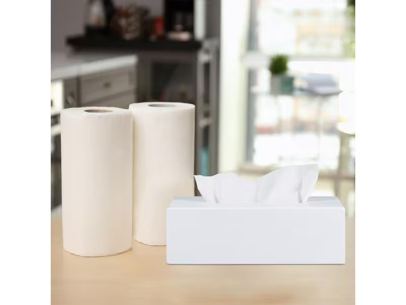 relaxdays Kosmetiktuchbox aus Bambus Weiss