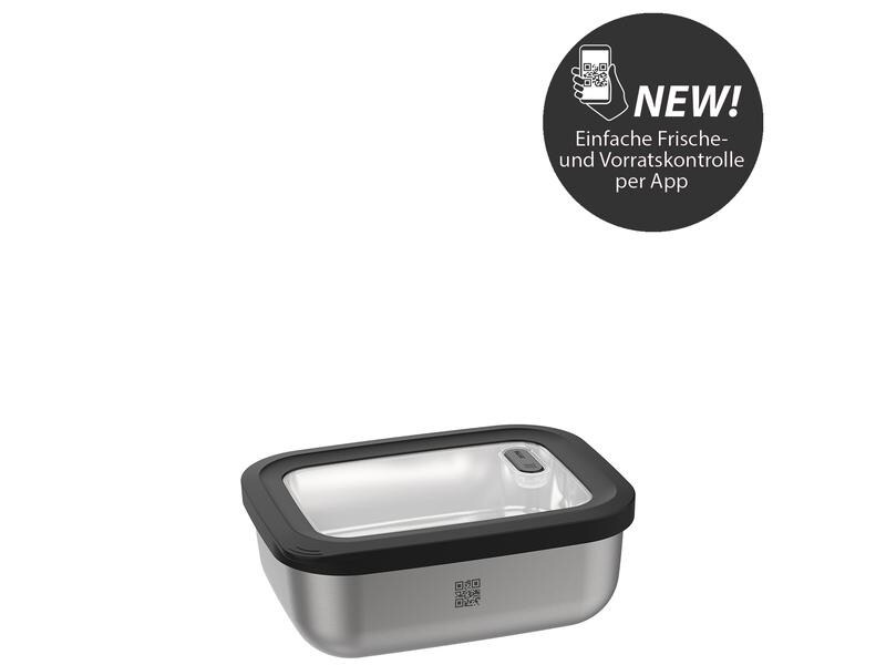 GEFU Vorratsdose Provido Eckig, 0.6 l, Schwarz/Silber matt