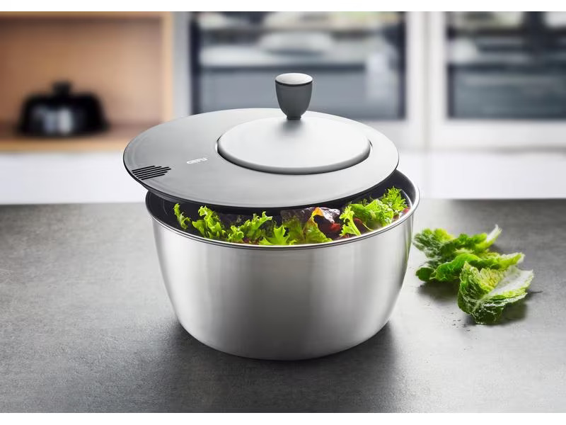 GEFU Salatschleuder Rotare 25 cm, Schwarz/Silber