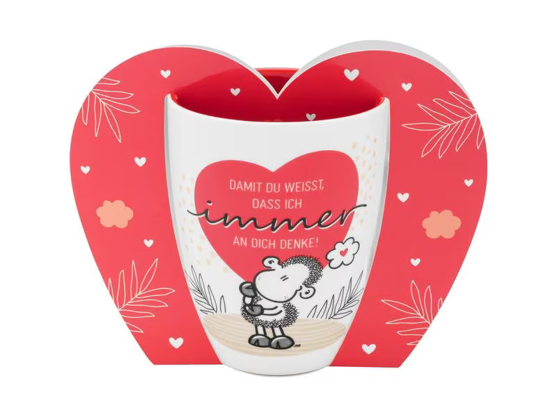 Sheepworld Kaffeetasse Damit du weisst 350 ml, 1 Stück, Rot/Weiss
