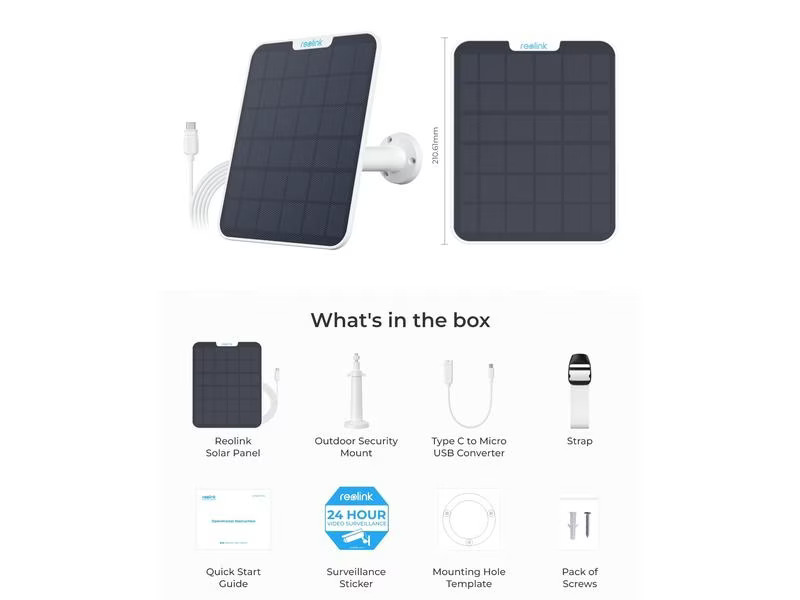 Reolink Solarpanel 2 mit USB-C Anschluss