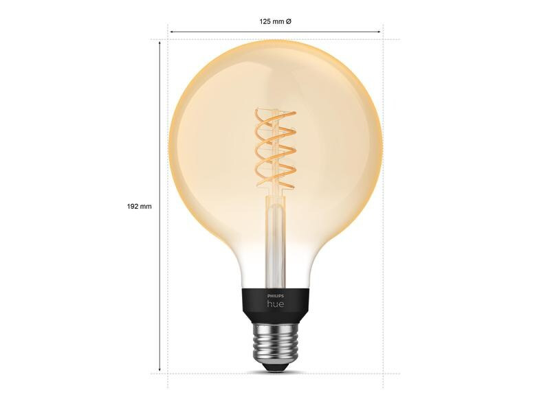 Philips Hue Leuchtmittel White, E27, Filament, Giant Globe, 550 lm