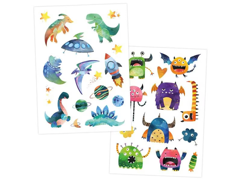 Papierdrachen Tattoo Set Metallic – Bagger &amp; Dino