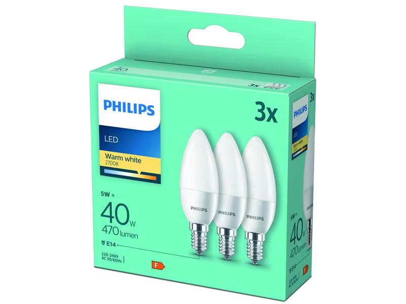 Philips Lampe 5 W (40 W) E14 Warmweiss, 3 Stück