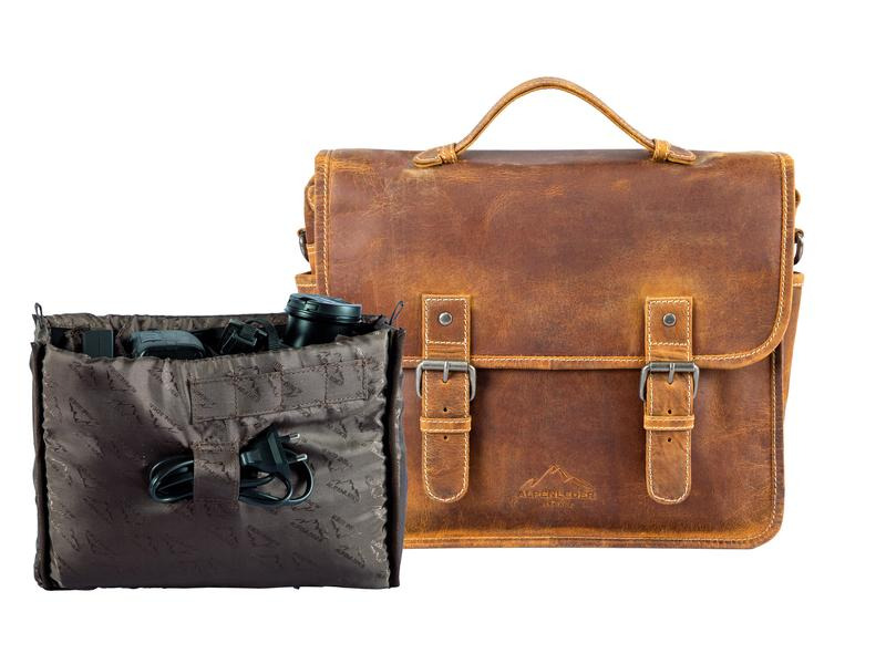 Alpenleder Kamera-Tasche Reporter Beige