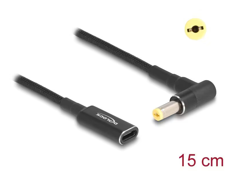Delock Ladekabel USB-C zu Acer 5.5 x 1.7 mm 90° gewinkelt, 15 cm
