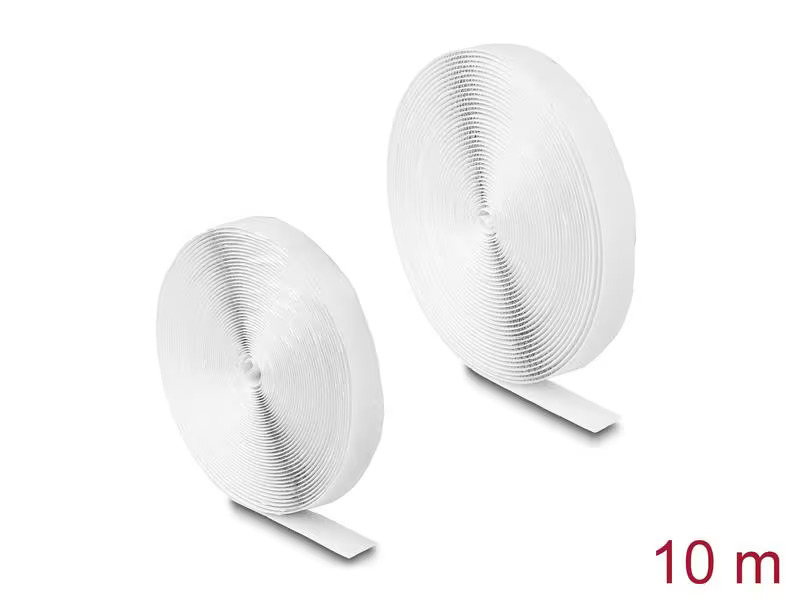 Delock Klettband 5 m x 20 mm mit Haft- und Flauschband, Weiss