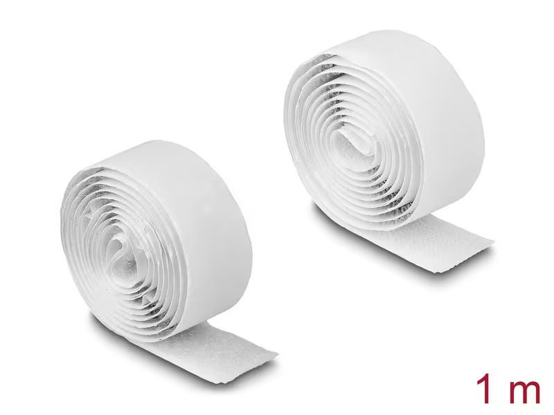Delock Klettband 1 m x 20 mm mit Haft- und Flauschband, Weiss