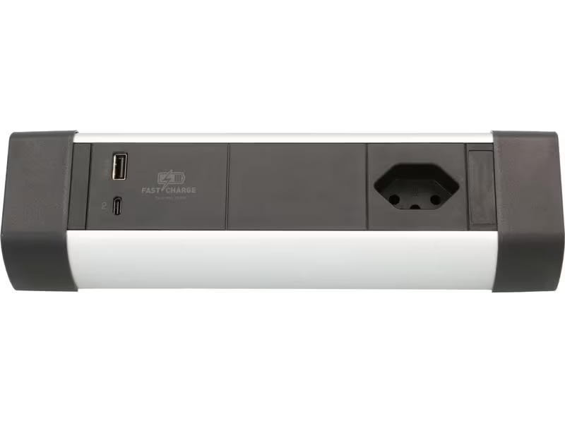 Max Hauri Tischsteckdosenleiste Office Line 1x T13, 1x USB A/C, PD+QC