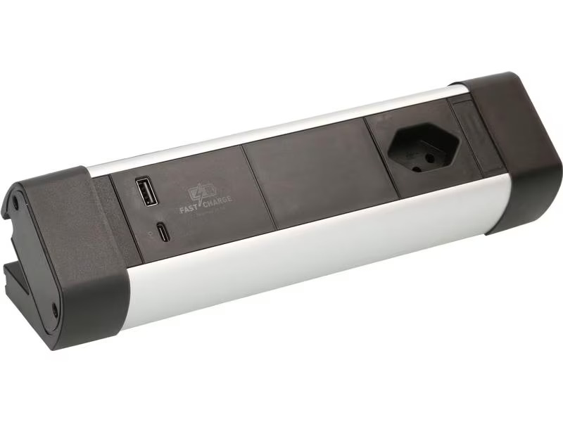 Max Hauri Tischsteckdosenleiste Office Line 1x T13, 1x USB A/C, PD+QC