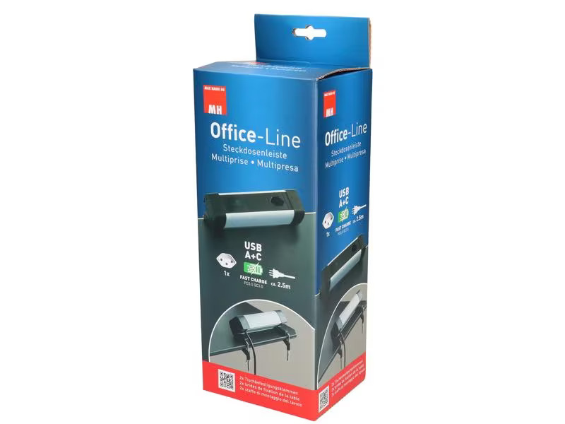 Max Hauri Tischsteckdosenleiste Office Line 1x T13, 1x USB A/C, PD+QC