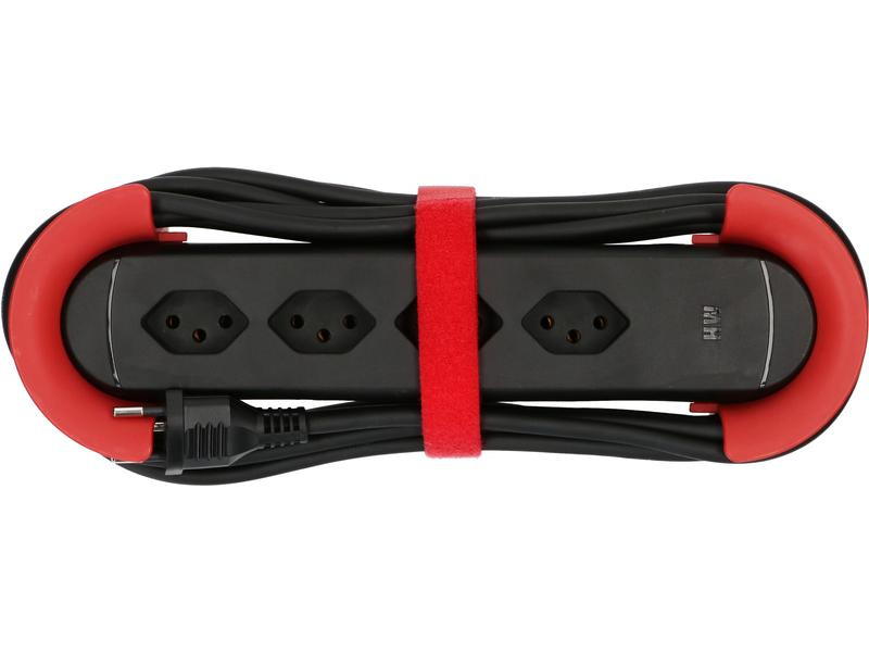Max Hauri Steckdosenleiste Construct Line 4x T13, Rot/Schwarz