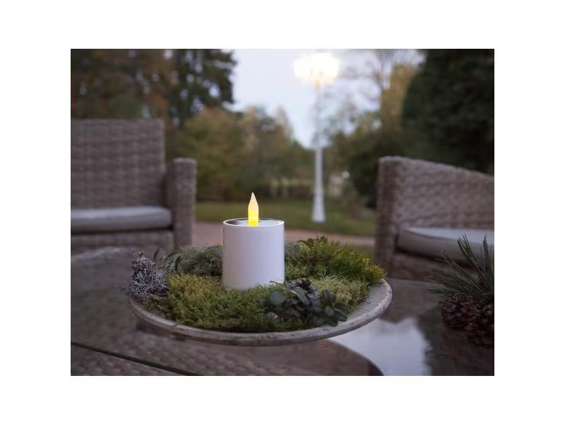 Star Trading LED-Kerze Solar Saul, Ø 7.3 x 11 cm, Weiss