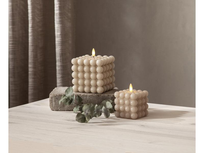 Star Trading LED-Kerze Pillar Flamme Dot, 10 x 12.5 cm, Beige