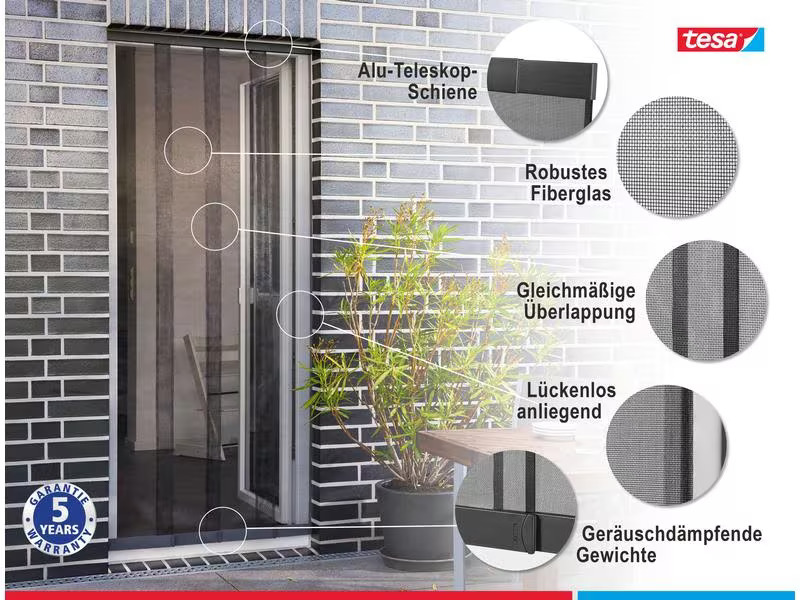 tesa Insektenschutz Lamellentür Teleskopierbar für Terrassentüren