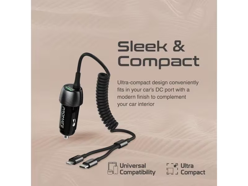 Promate Autoladegerät PowerDrive-33PDCI QC3.0, Car Charger
