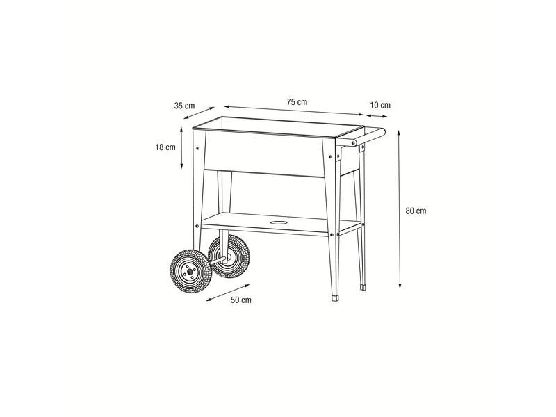 Herstera Hochbeet Urban Garden Trolley, 75 x 35 x 80 cm, Opuntia