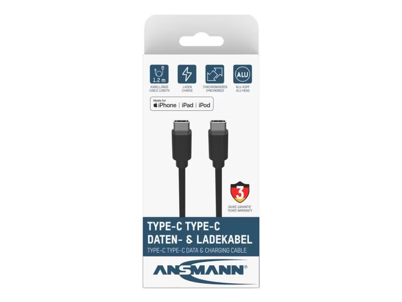 Ansmann USB 3.0-Kabel 1700-0121 USB C - USB C 1.2 m