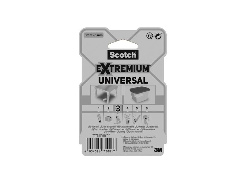 Scotch Klebeband Extremium Universal, 25 mm x 3 m, 1 Rolle, Weiss