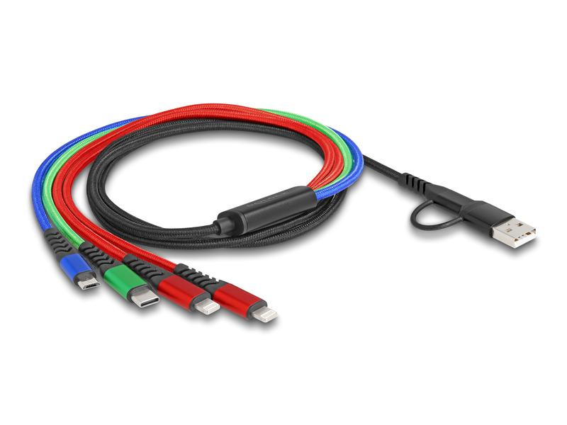 Delock USB-Ladekabel USB A/USB C - 2x Lightning/Micro-USB B/USB C