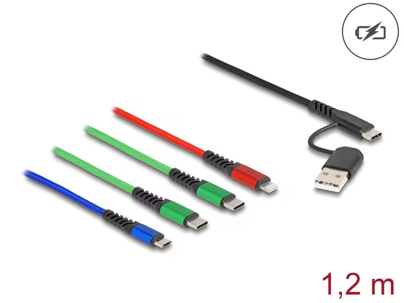 Delock USB-Ladekabel USB A/USB C - Lightning/Micro-USB B/USB C