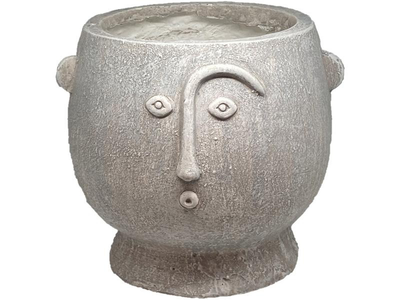 Dameco Pflanzentopf mit Gesicht 16 cm, Grau