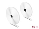 Delock Klettband 15 m x 20 mm mit Haft- und Flauschband Weiss