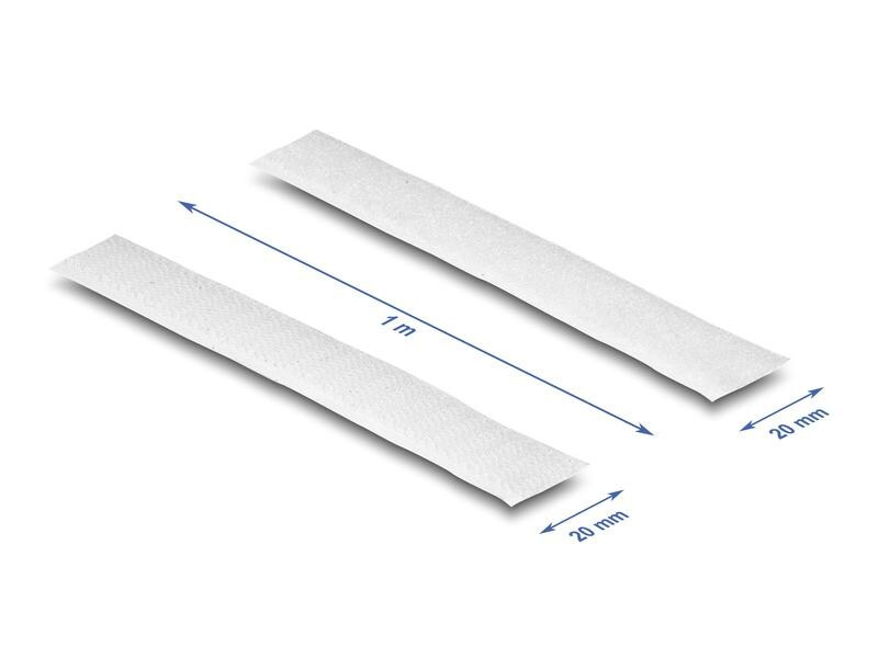 Delock Klettband 1 m x 20 mm mit Haft- und Flauschband Weiss