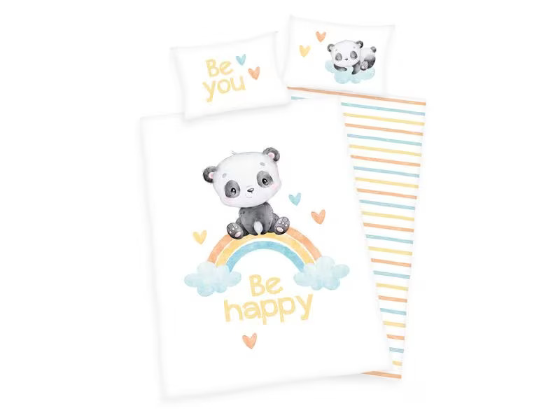 Herding Kinderbettwäsche Regenbogen Panda 100x135 cm + 40x60 cm