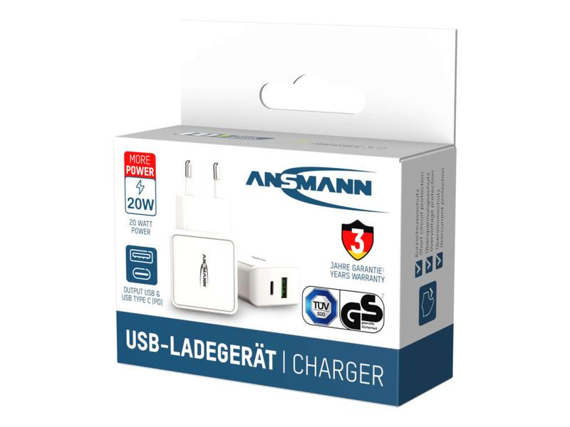 Ansmann USB-Wandladegerät Home Charger HC218PD, 18 W, Weiss