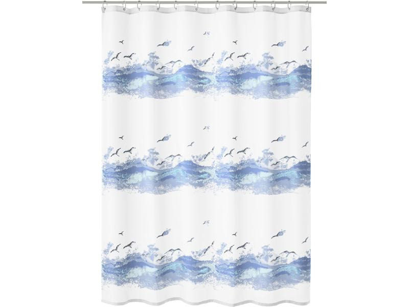 Kleine Wolke Duschvorhang Seaside 180 x 200 cm, Blau/Weiss