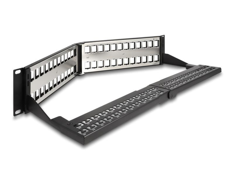 Delock Patchpanel 48 Port Keystone, 19 Rack mit Entlastungsschiene
