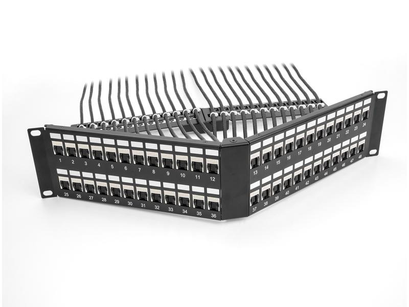 Delock Patchpanel 48 Port Keystone, 19 Rack mit Entlastungsschiene