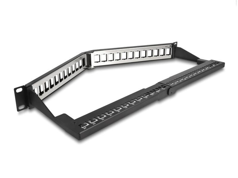 Delock Patchpanel 24 Port Keystone, 19 Rack mit Entlastungsschiene