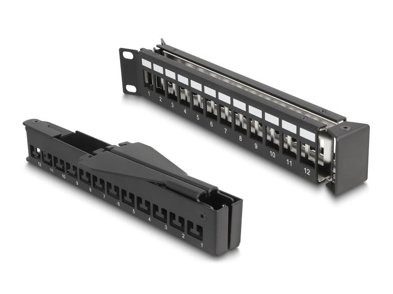 Delock Patchpanel 24 Port Keystone, 19 Rack mit Entlastungsschiene