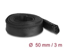 Delock Kabelschlauch 3 m x 50 mm, mit Reissverschluss, Schwarz