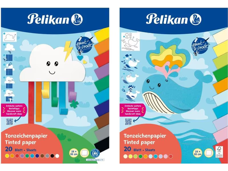 Pelikan Tonzeichenpapier Summer 20 Blatt, 11 Farben assortiert
