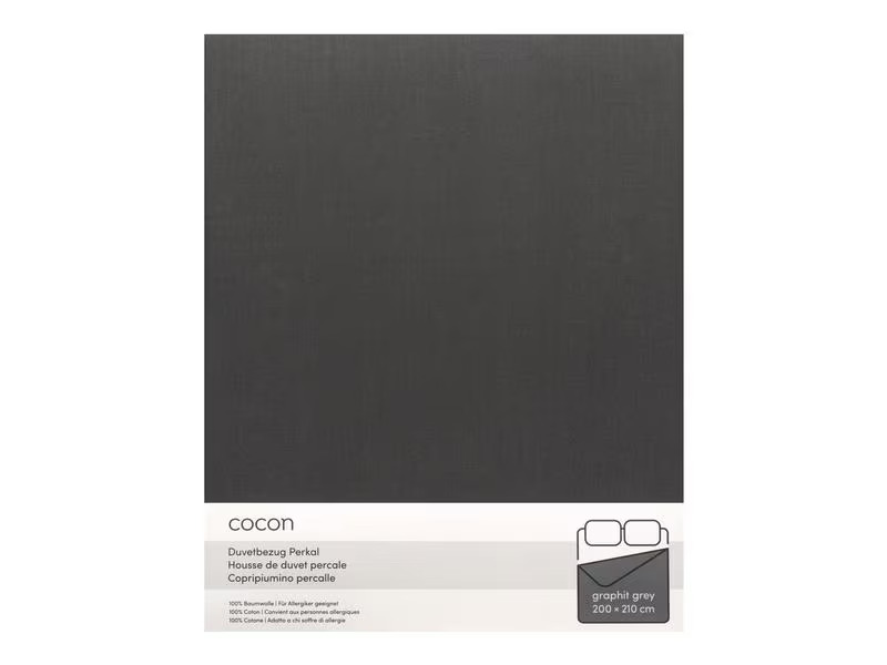 COCON Duvetbezug Perkal 200 x 210 cm, Graphit