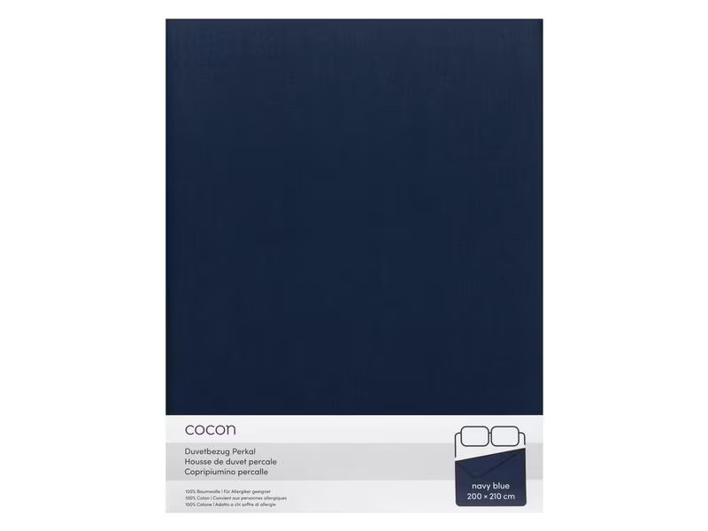 COCON Duvetbezug Perkal 200 x 210 cm, Marineblau