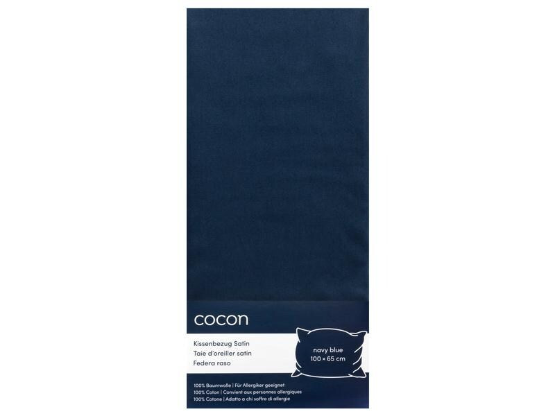 COCON Kopfkissenbezug Satin 65 x 100 cm, Marineblau, 2 Stück