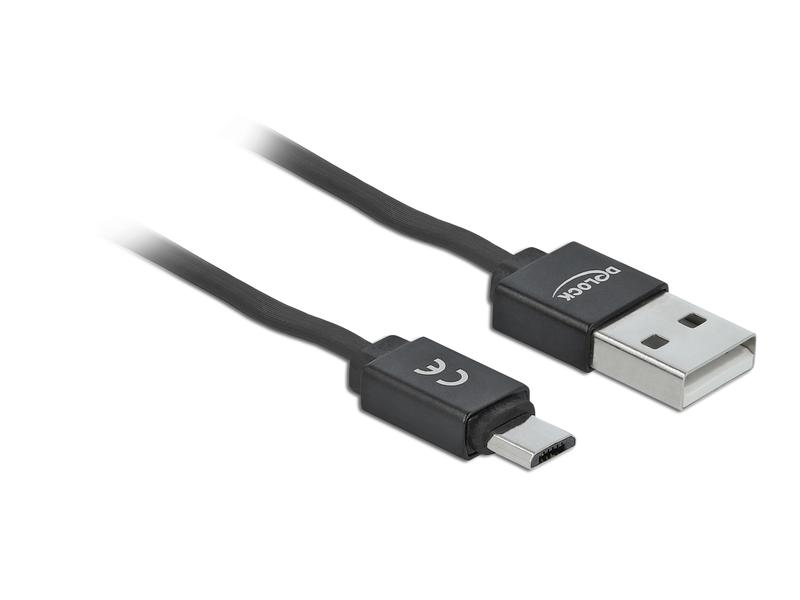 Delock USB 2.0-Kabel USB-A - MicroB mit Autorollfunktion, schwarz