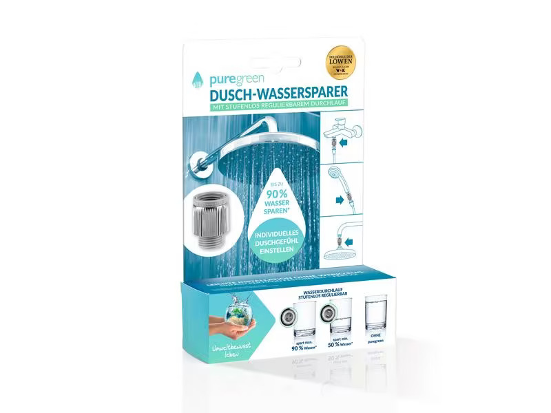 puregreen Wassersparregler Dusche, Chrom, Regulierbar