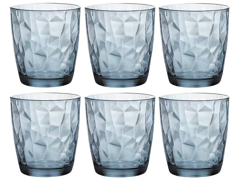 Bormioli Rocco Whiskyglas Diamond 300 ml, 6 Stück, Blau 