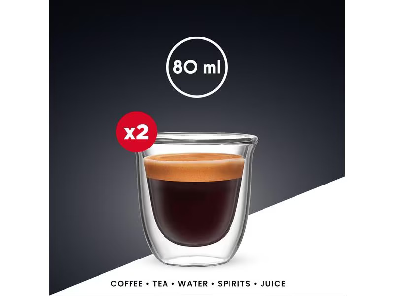 Bialetti Espresso Becher Firenze 80 ml, 2 Stück, Transparent