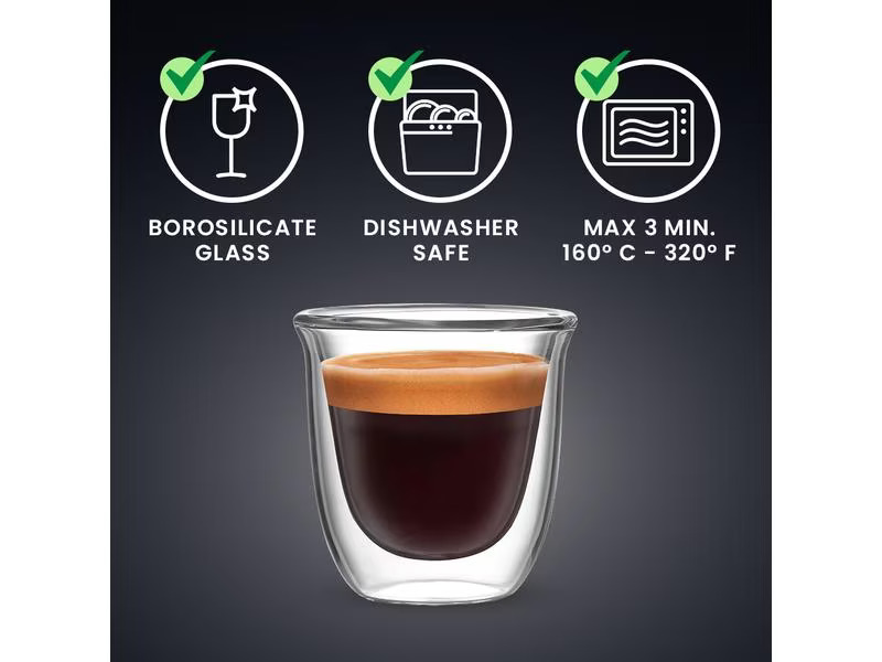 Bialetti Espresso Becher Firenze 80 ml, 2 Stück, Transparent