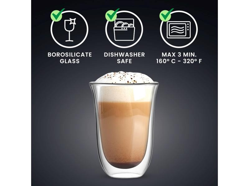Bialetti Latte Macchiato Becher Firenze 300 ml, 2 Stück, Transparent