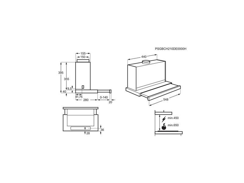 Electrolux Flachschirmhaube DAL5536CN 3 + intensiv Stufen