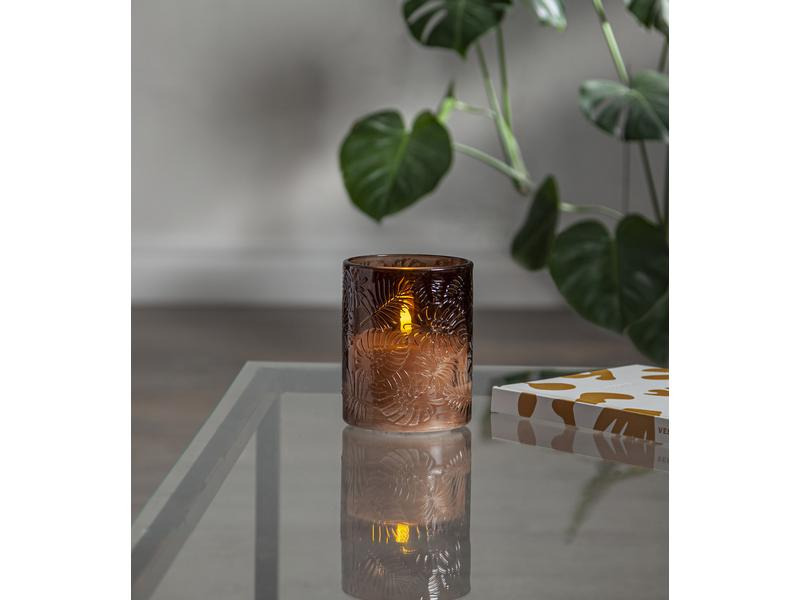Star Trading LED-Kerze Pillar Flamme Leaf, Ø 10 x 12.5 cm, Braun
